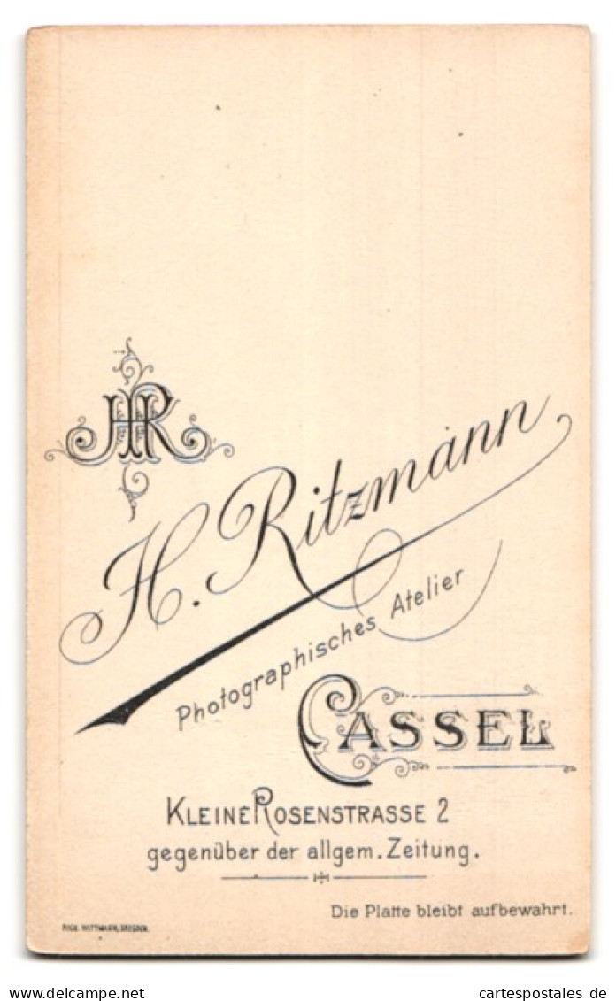 Fotografie Atelier Ritzmann, Cassel, Kl. Rosenstrasse 2, Bürgerlicher Herr Mit Vollbart Und Zwicker  - Personnes Anonymes