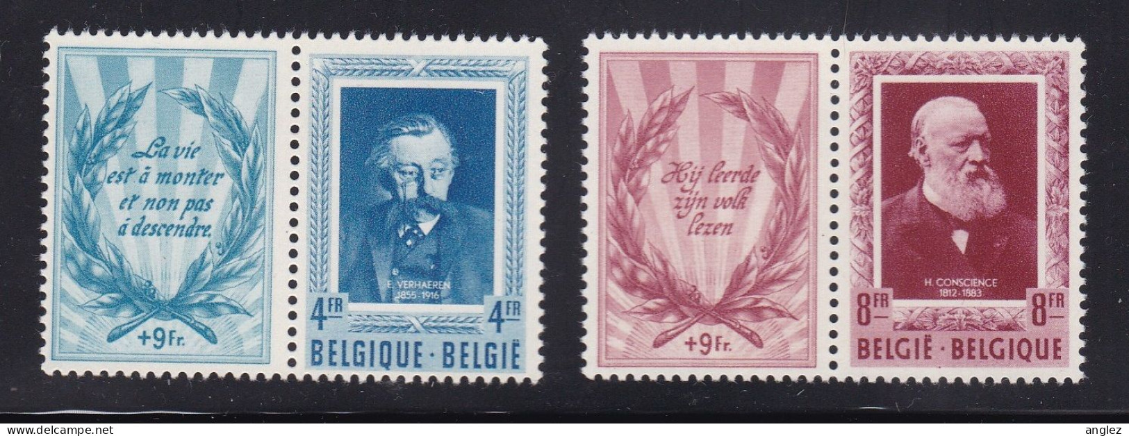 Belgium - 1952 Authors / Writers Subscription Issue 2v With Labels MNH - Unused Stamps