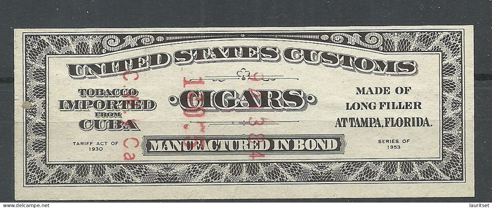 USA Tobacco Tax Cigars 1953 - Revenues