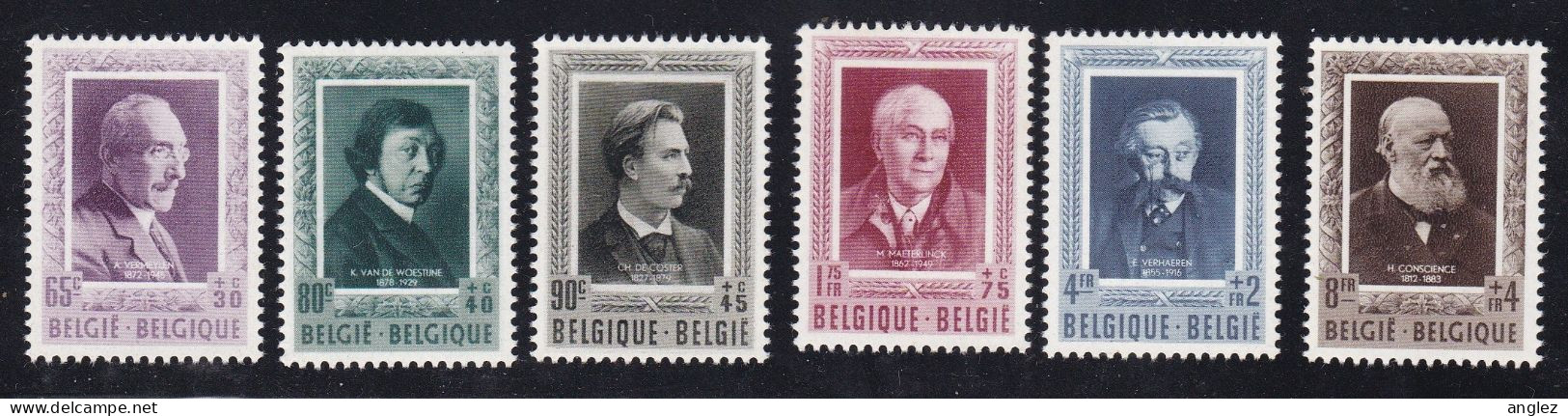 Belgium - 1952 Authors / Writers 6v MNH - Nuovi