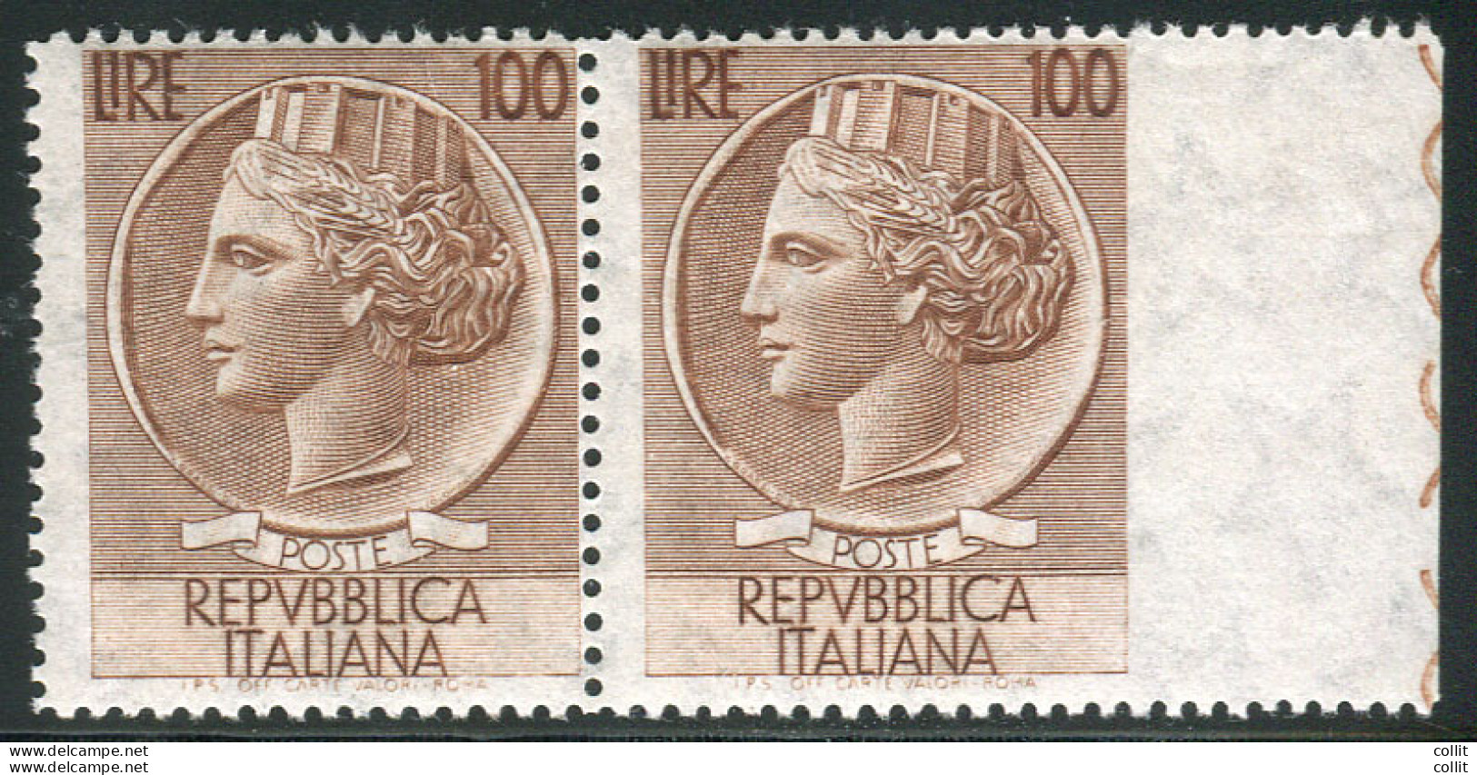 Siracusana Lire 100 Stelle II Dent. 13,1/4 Non Dent. A DX - Variétés Et Curiosités