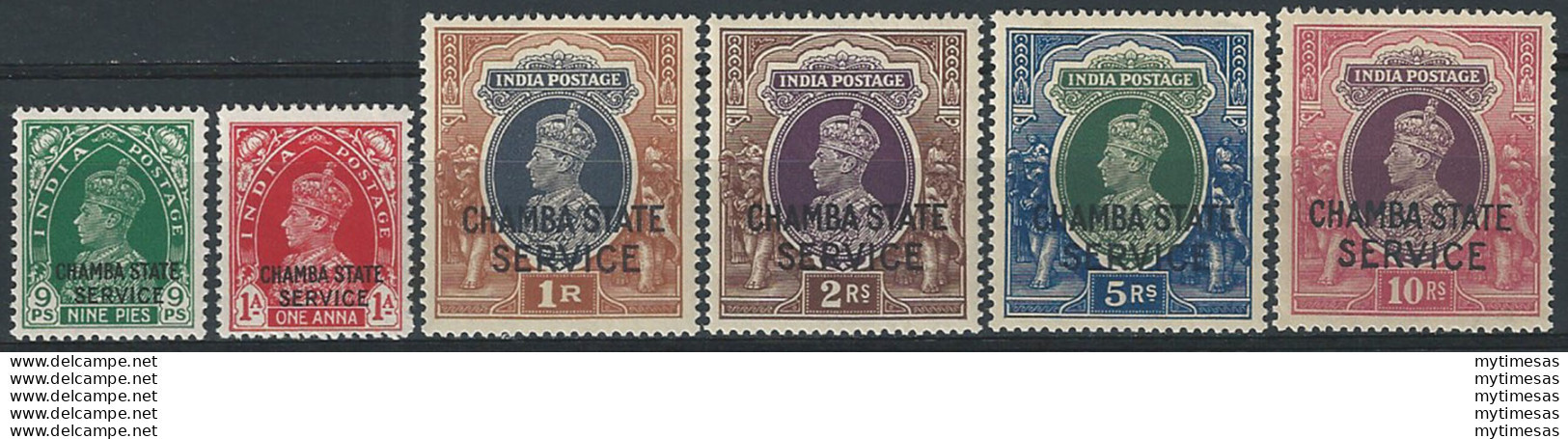1938-40 India Convention States Chamba 6v. MNH SG N. O66/O71 - Autres & Non Classés