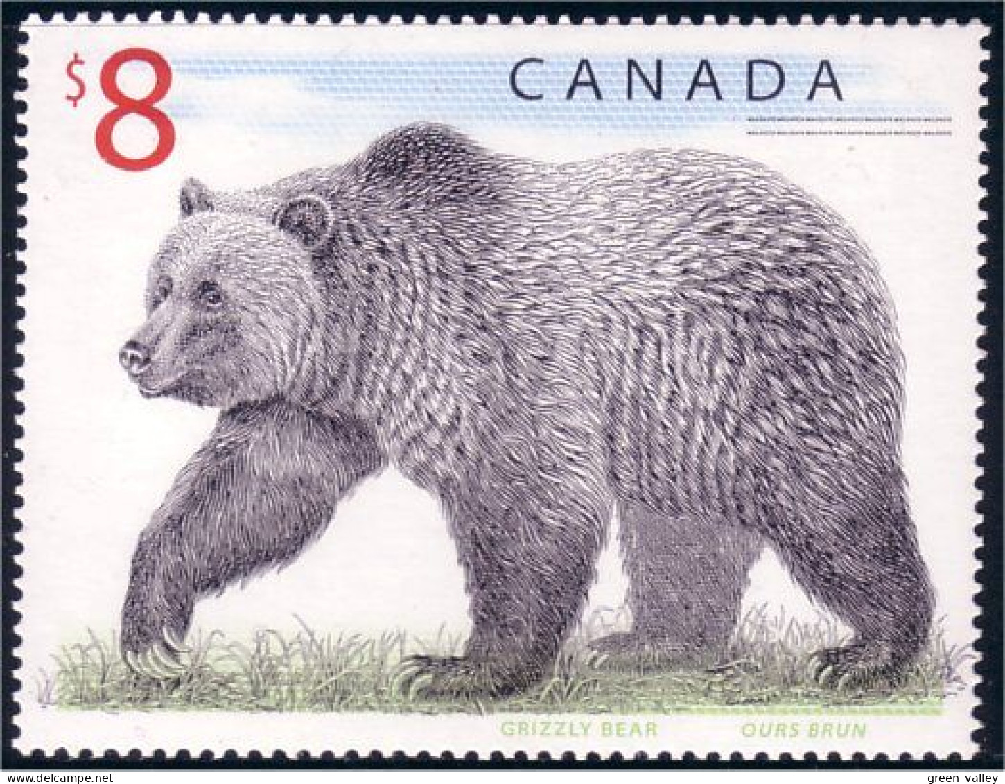 Canada $8.00 Ours Bear Bare Soportar Orso Suportar MNH ** Neuf SC (C16-94a) - Unused Stamps