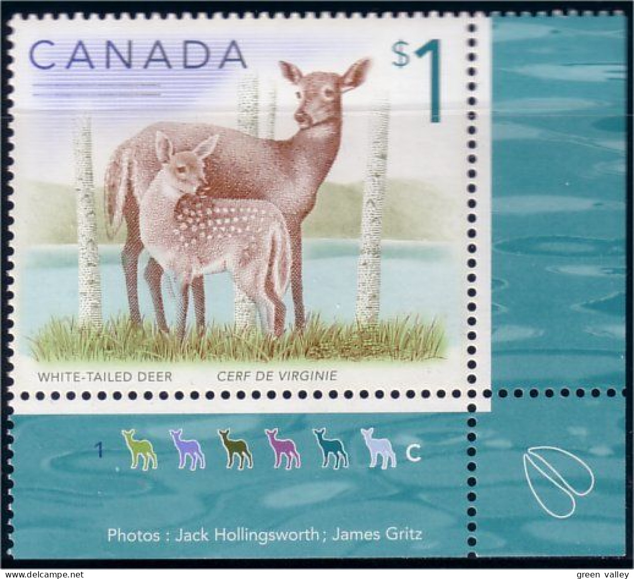 Canada $1 Deer Chevreuil Cerf MNH ** Neuf SC (C16-88bda) - Andere & Zonder Classificatie