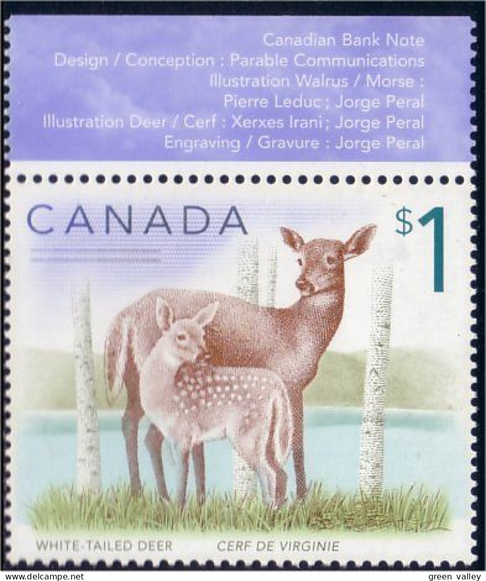 Canada $1 Deer Chevreuil Cerf MNH ** Neuf SC (C16-88ha) - Ongebruikt