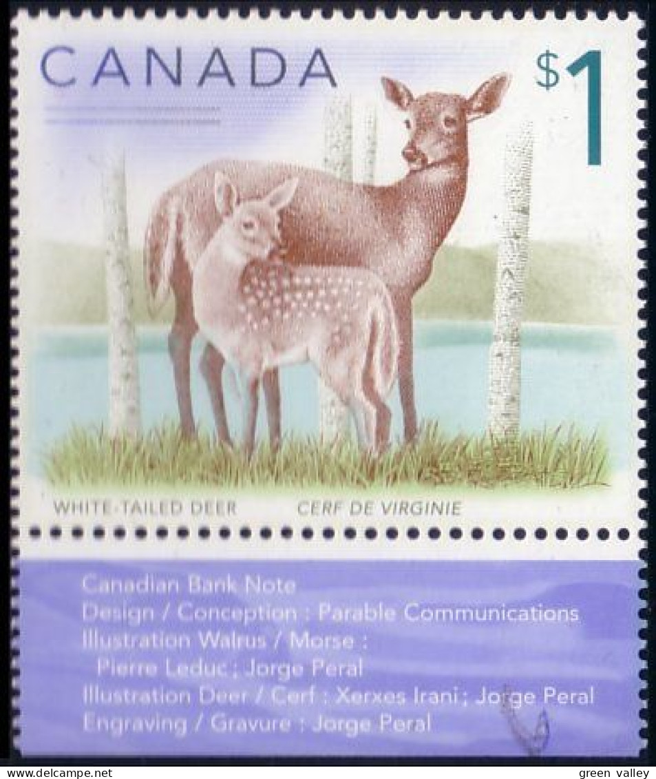 Canada $1 Deer Cerf Chevreuil MNH ** Neuf SC (C16-88ba) - Other & Unclassified