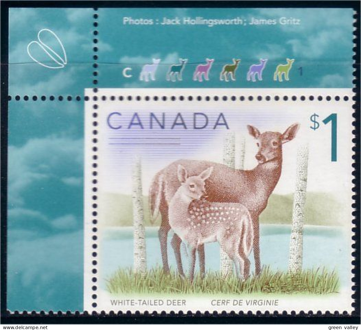 Canada $1 Chevreuil Deer Cerf MNH ** Neuf SC (C16-88hga) - Otros & Sin Clasificación