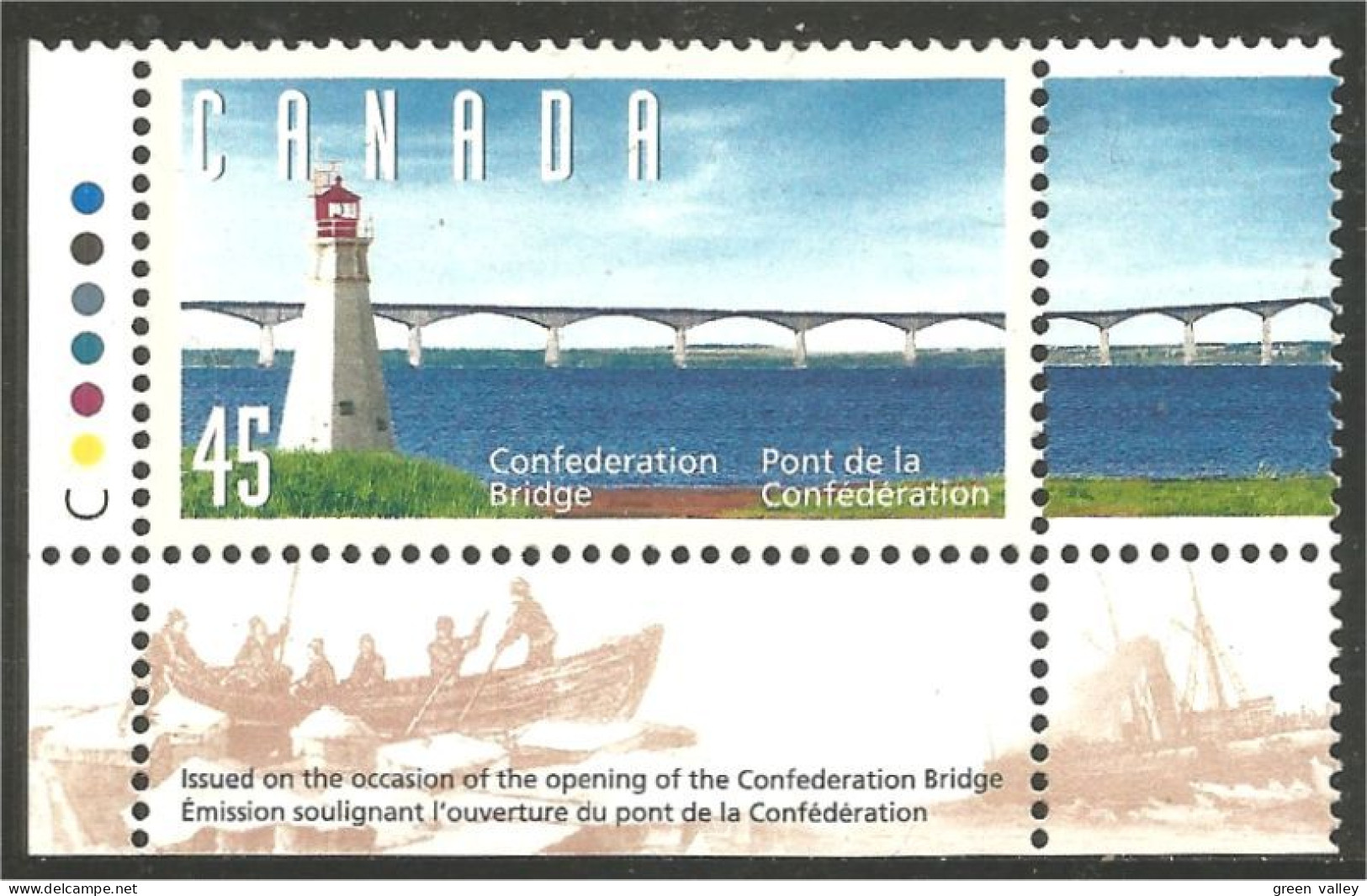 Canada Lighthouse Bridge Phare Pont Bilingue Bateau Ship Boat MNH ** Neuf SC (C16-45ca) - Ongebruikt