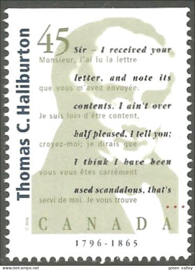 Canada Auteurs Canadiens Thomas Haliburton MNH ** Neuf SC (C16-26hb) - Writers