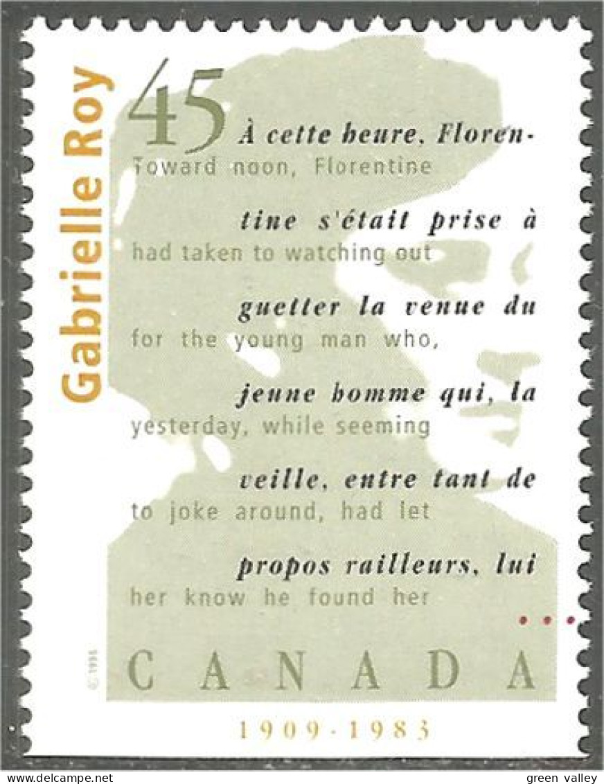 Canada Auteurs Canadiens Gabrielle Roy MNH ** Neuf SC (C16-24bb) - Ecrivains