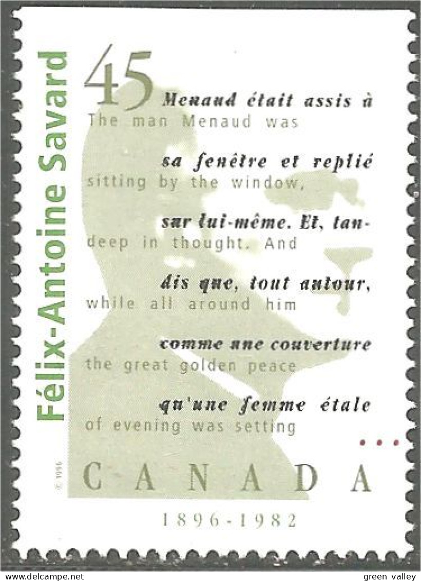 Canada Auteurs Canadiens Felix-Antoine Savard NH ** Neuf SC (C16-25hb) - Ecrivains