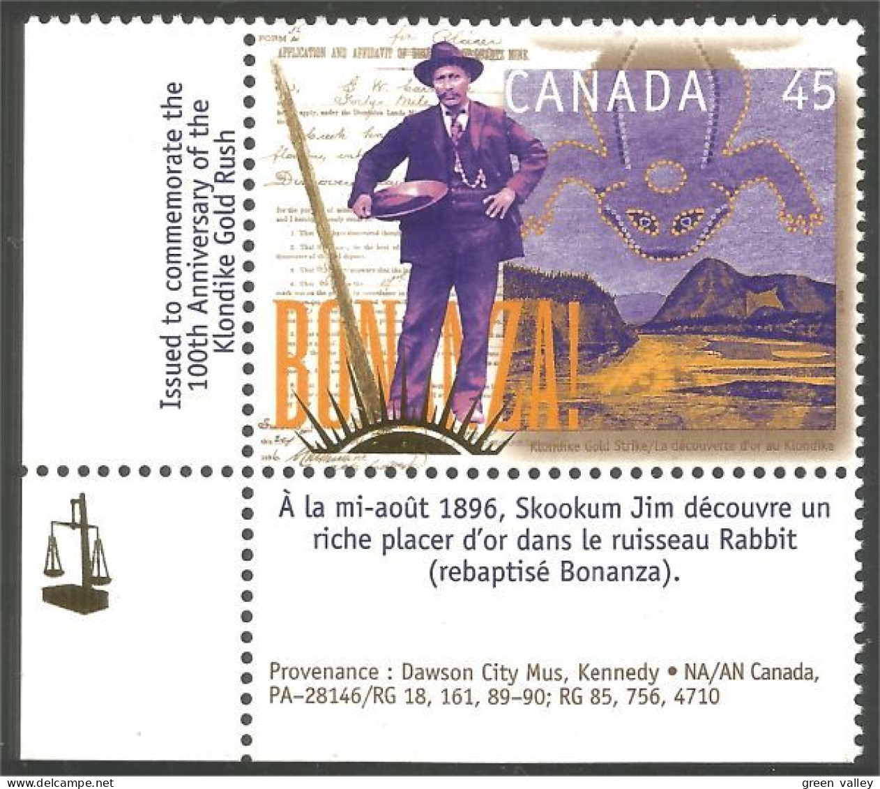 Canada Decouverte Or Klondike Gold First Claim English MNH ** Neuf SC (C16-06aba) - Unused Stamps