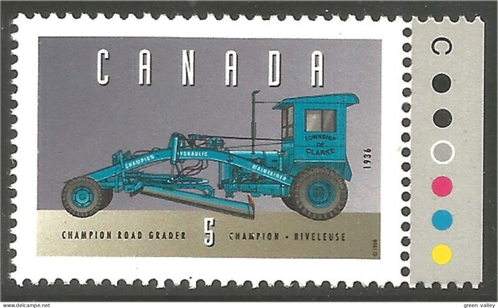 Canada Niveleuse Champion Road Grader Plate Block MNH ** Neuf SC (C16-04dpc) - Unused Stamps