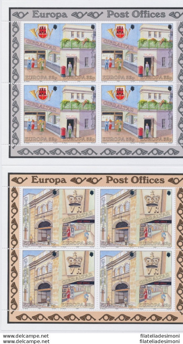 1990 EUROPA CEPT Gibilterra 2 Minifogli "Edifici Postali " MNH** - Autres & Non Classés