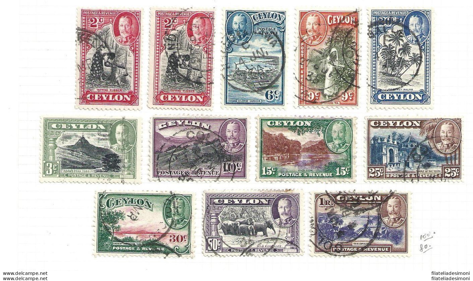 1935-36 CEYLON - SG 368/378 11 Valori USED - Autres & Non Classés