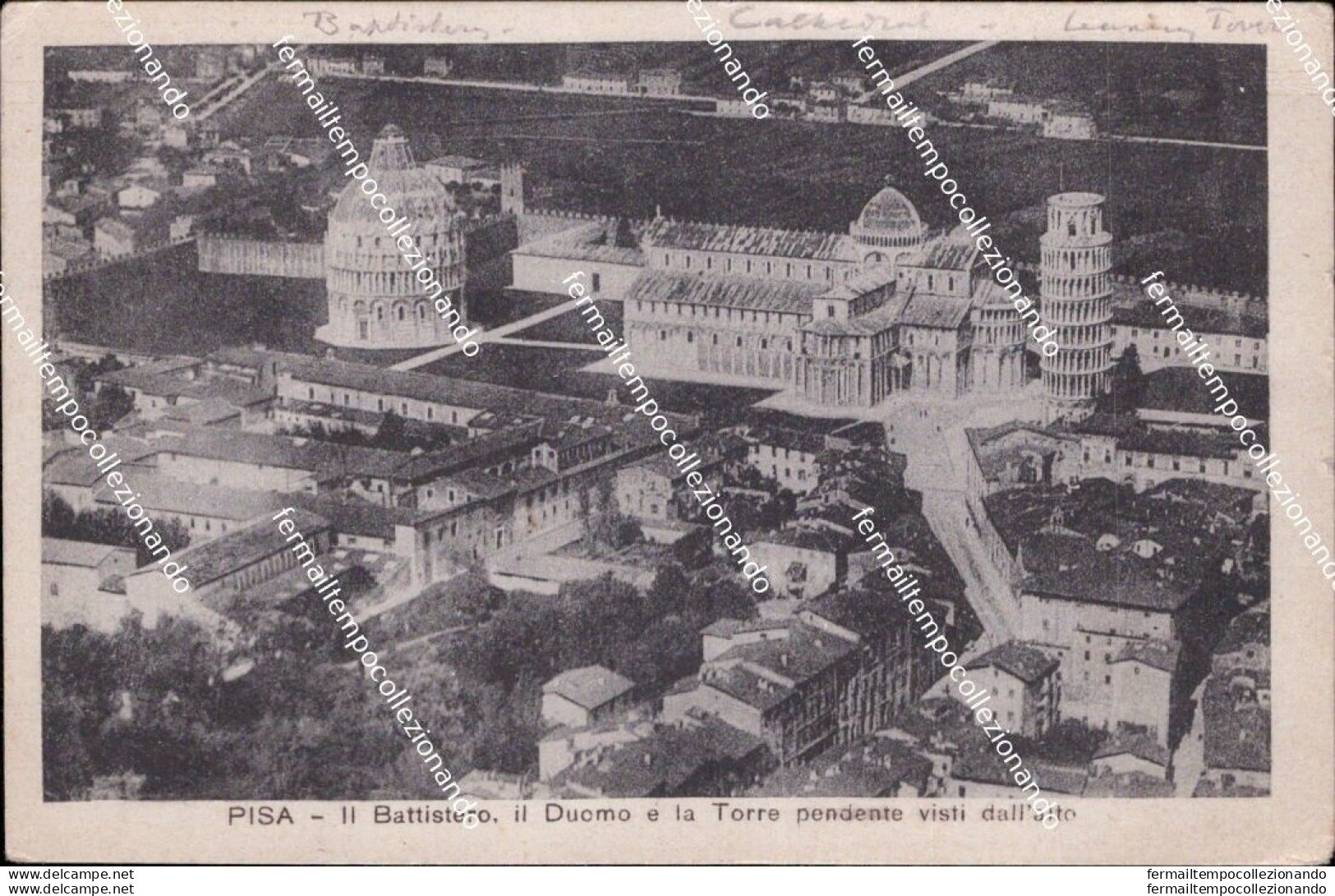 Bs726 Cartolina Pisa Citta' Il Battistero Il Duomo E La Torre Pendente Dall'alto - Pisa