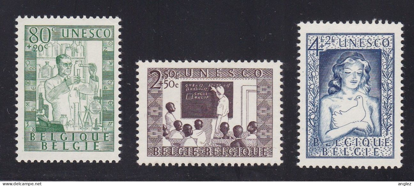 Belgium - 1951 UNESCO 3v MH - Nuovi