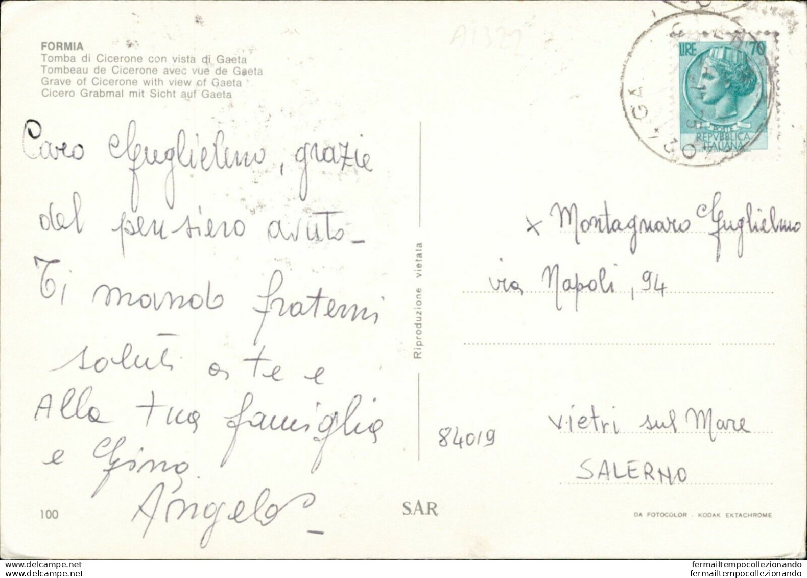 Ai322 Cartolina Formia Tomba Di Cicerone - Latina