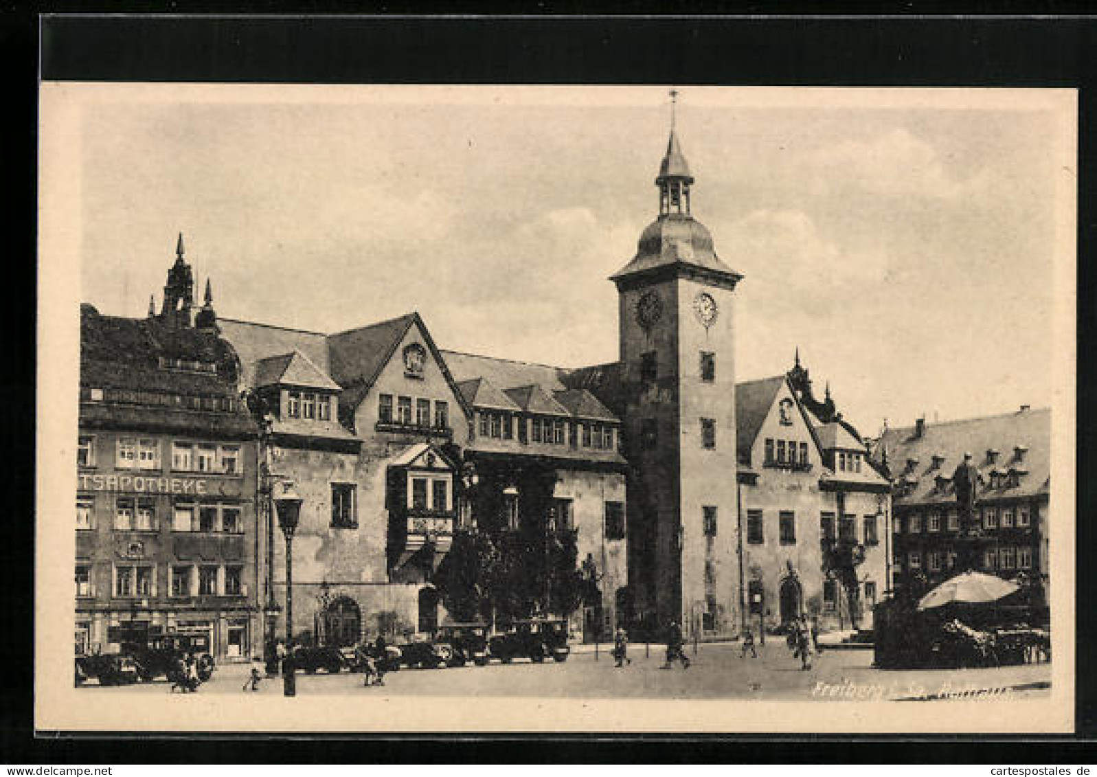 AK Freiberg /Sa., Rathaus Mit Vorplatz  - Freiberg (Sachsen)