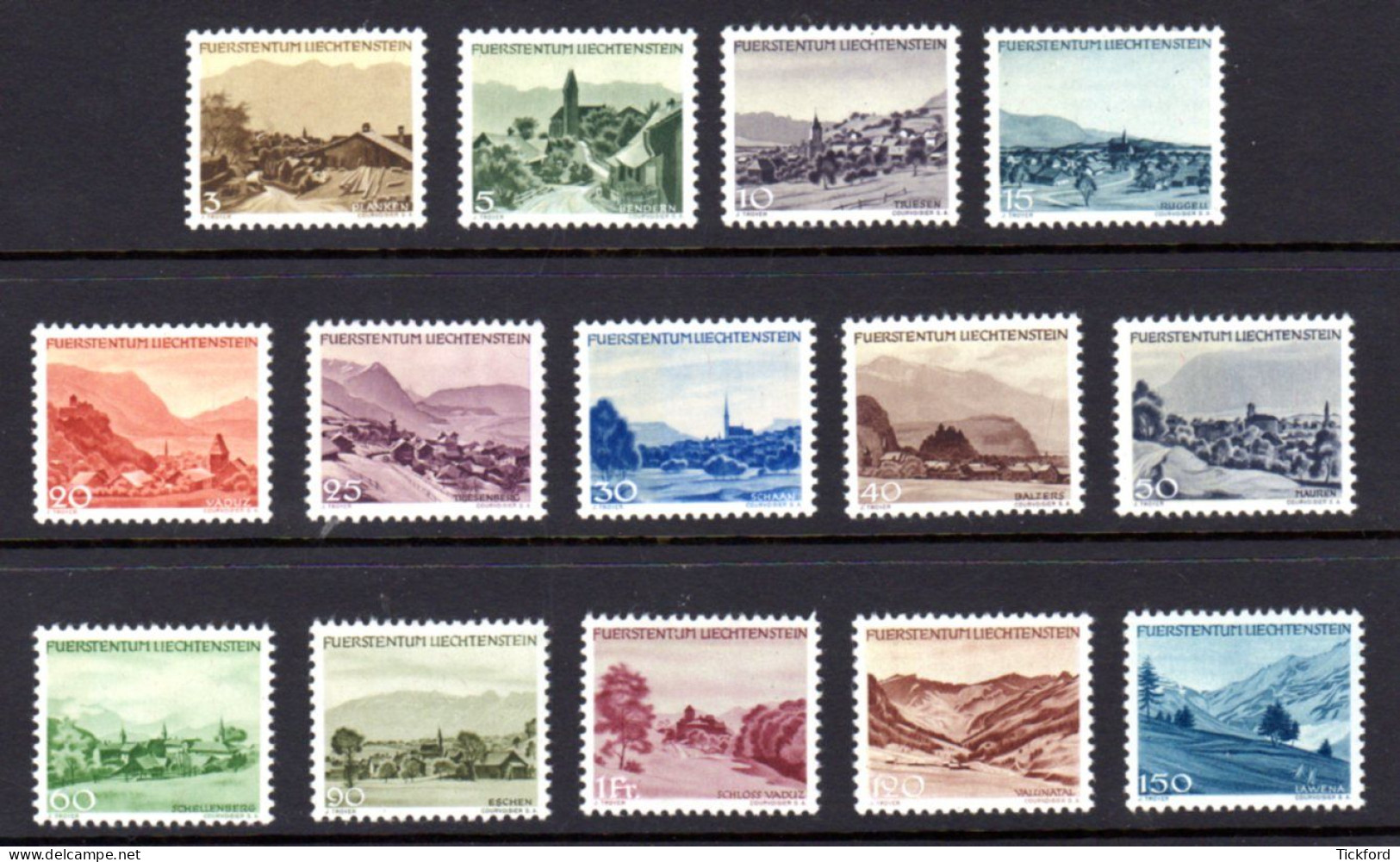 LIECHTENSTEIN 1944/1945 - Yvert N° 199/212 - NEUFS ** LUXE / MNH - Série Courante, TB - Nuevos