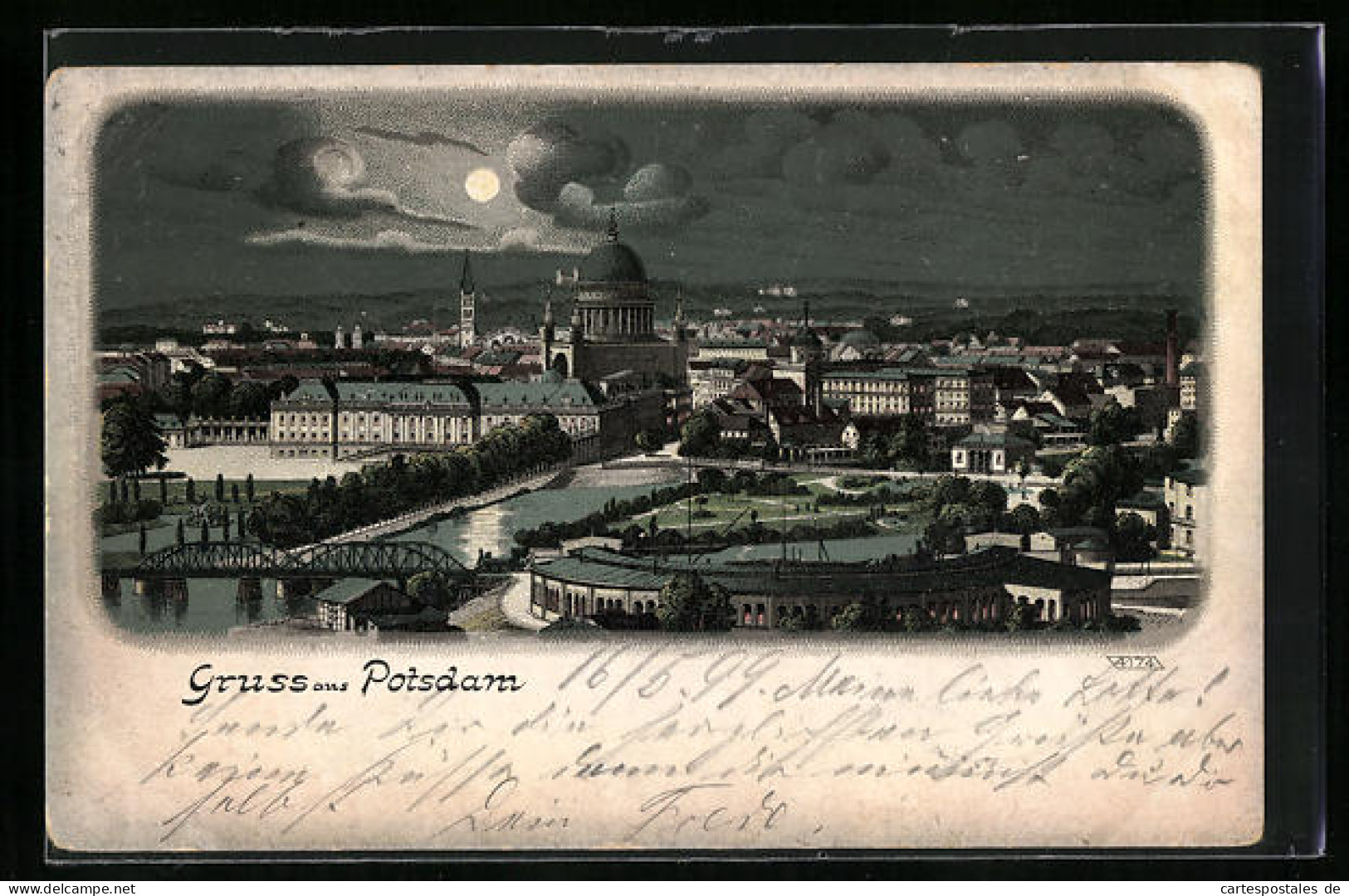 Mondschein-Lithographie Potsdam, Nächtliches Panorama  - Potsdam