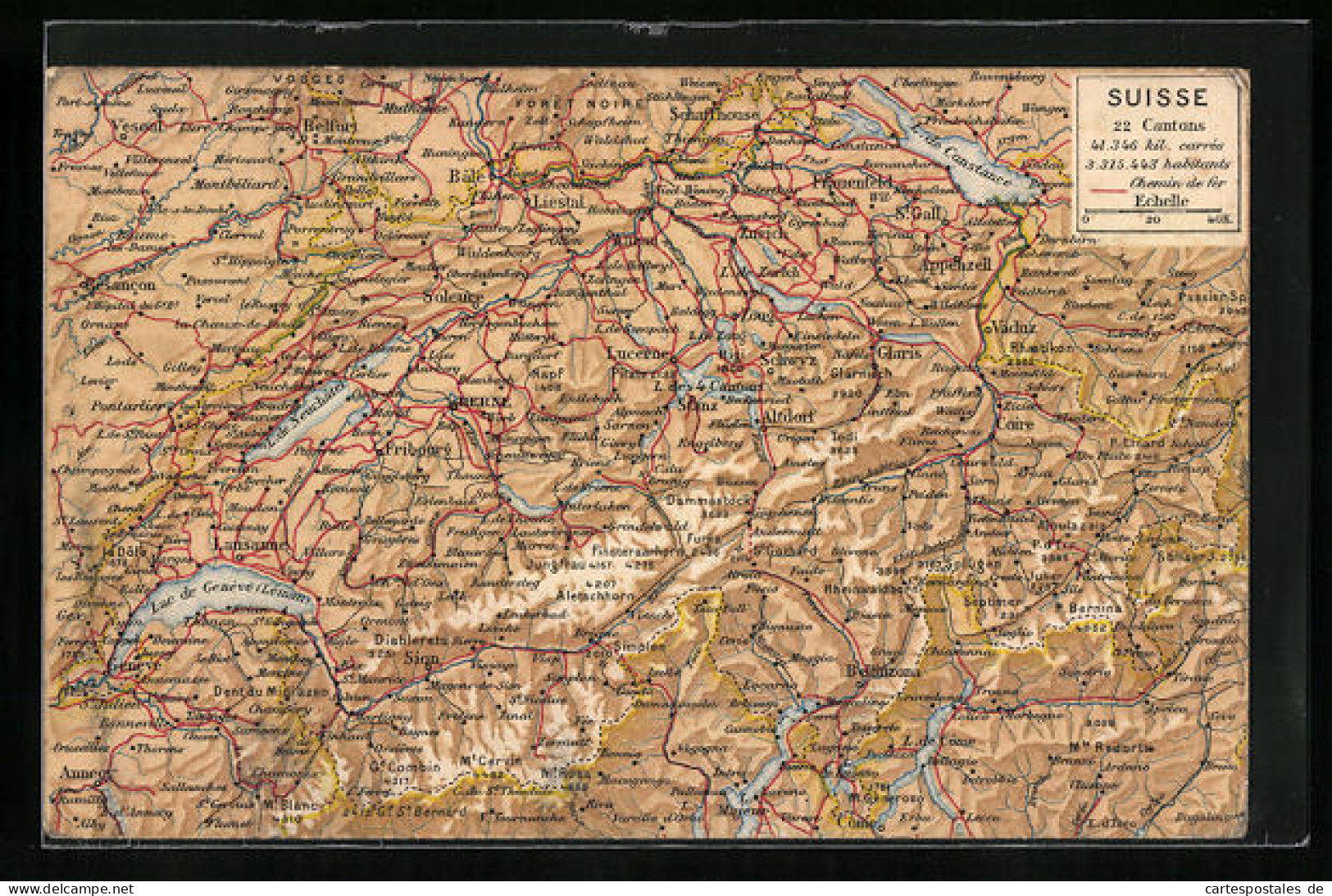 AK Schweizer Landkarte Mit Bern  - Mapas