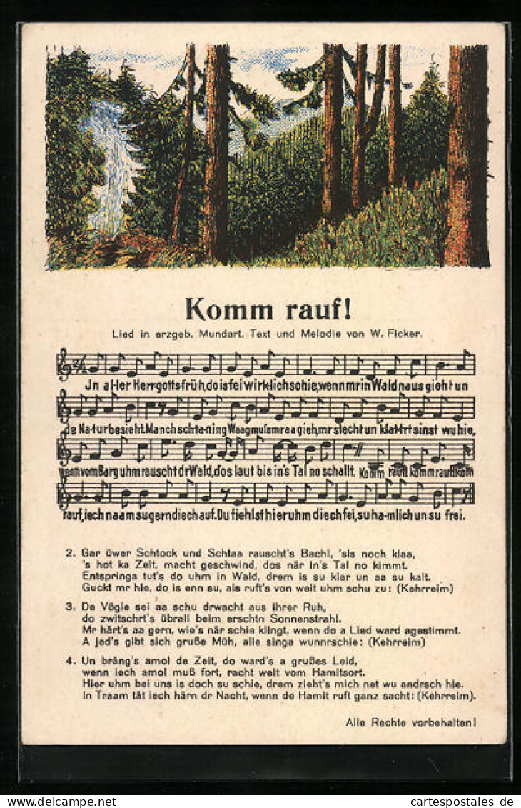 AK Komm Raus!, Lied In Erzgeb. Mundart  - Sonstige & Ohne Zuordnung