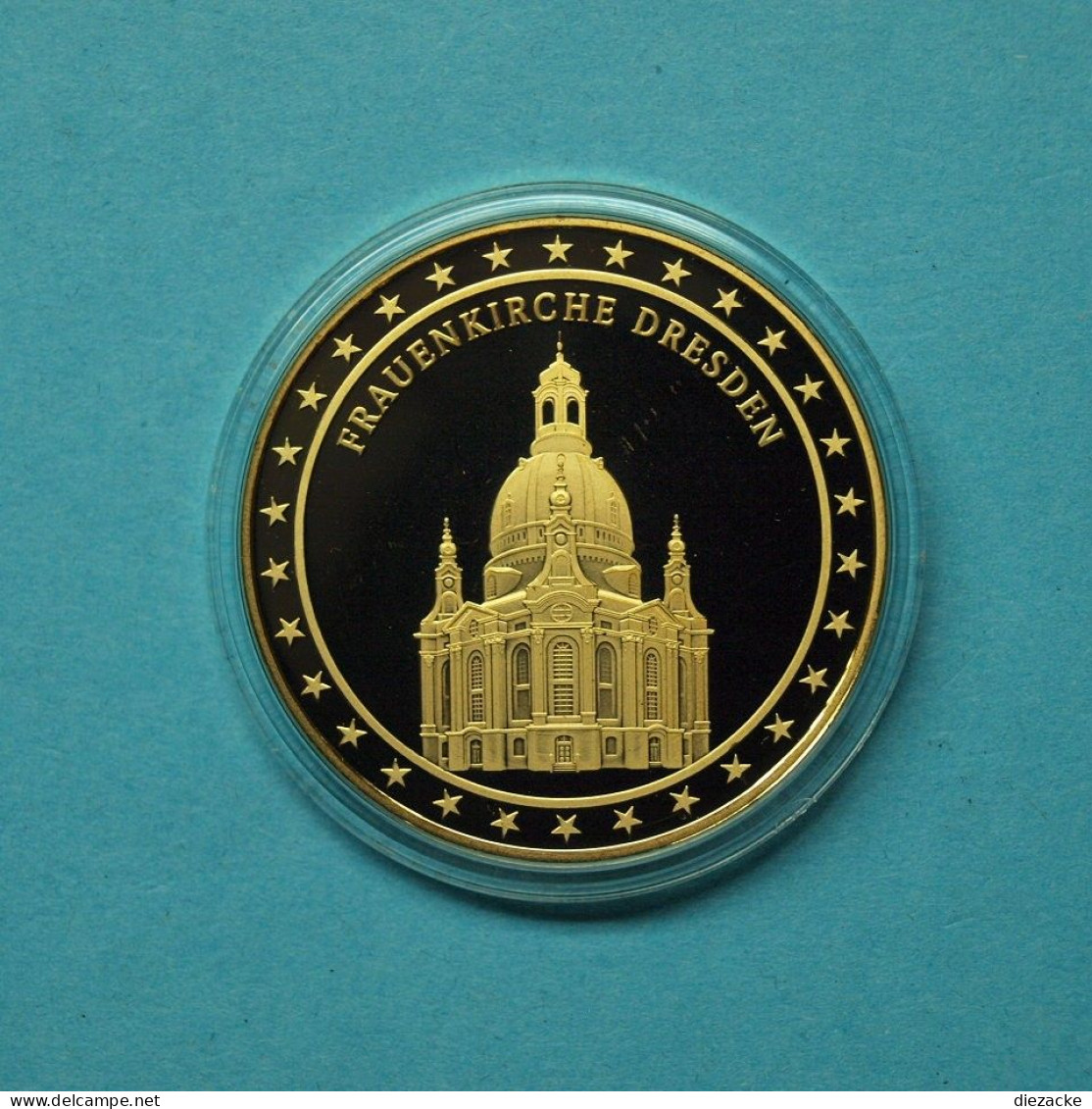 Medaille Frauenkirche Dresden, CuNi 24 Karat Vergoldet PP (WK025 - Ohne Zuordnung