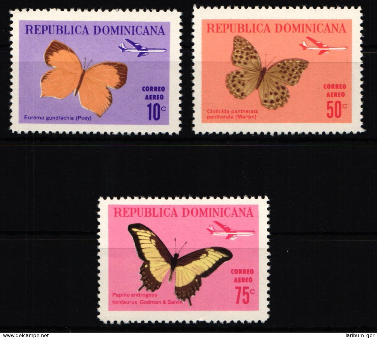 Dominikanische Republik 873-875 Postfrisch Schmetterlinge Flugzeuge #KJ563 - Dominicaine (République)