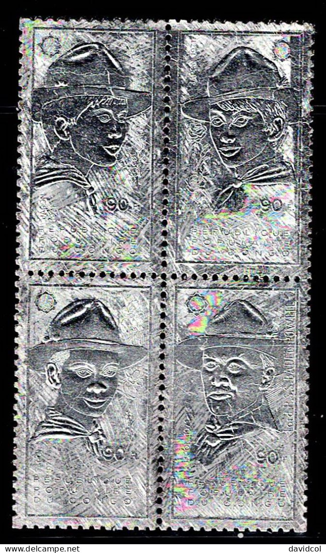 CON-01- CONGO- 1971 - MNH -SCOUTS- SILVER FOIL - WORLD SCOUT JAMBOREE JAPAN - Unused Stamps