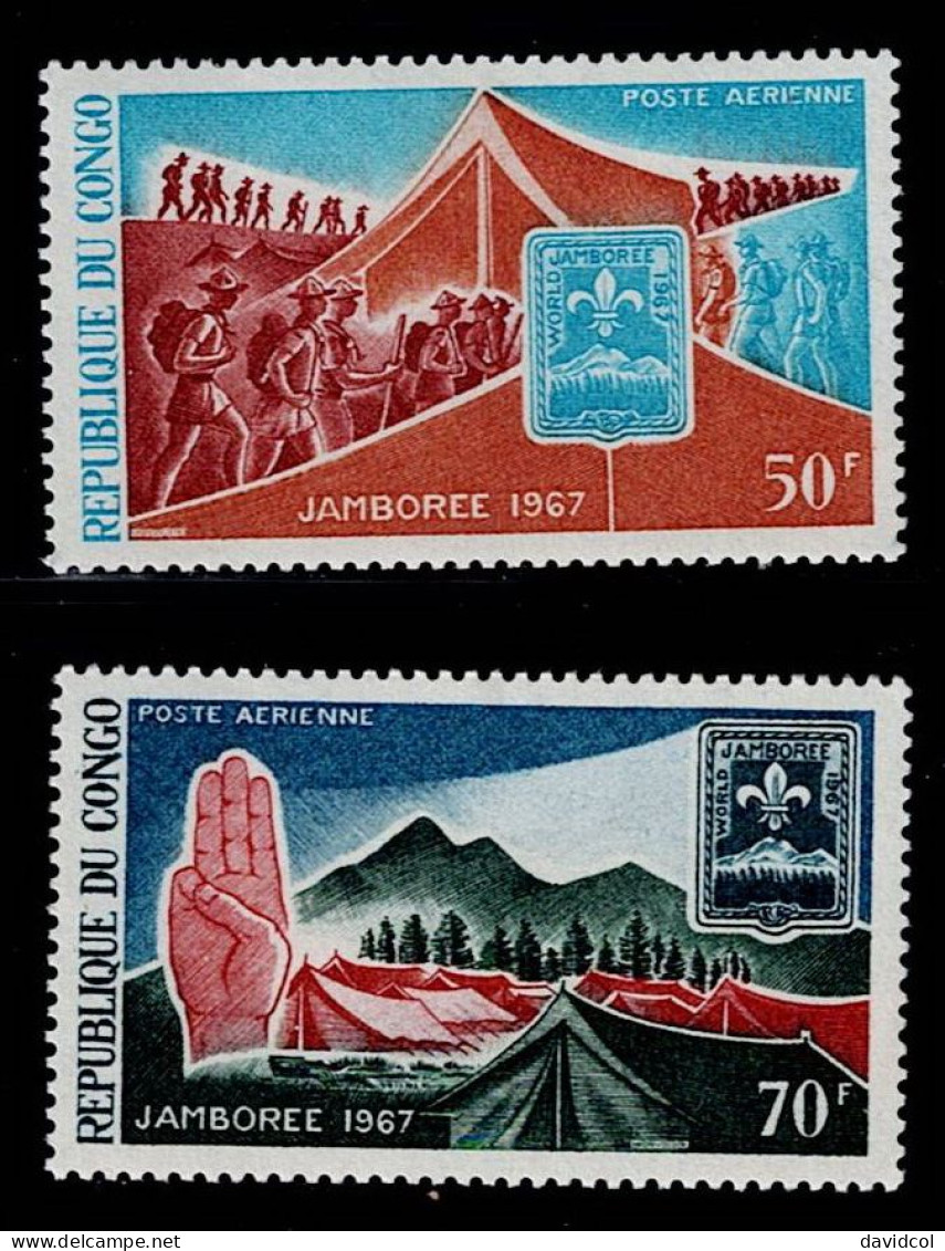CON-02- CONGO- 1967 - MNH -SCOUTS- WORLD SCOUT JAMBOREE - Unused Stamps