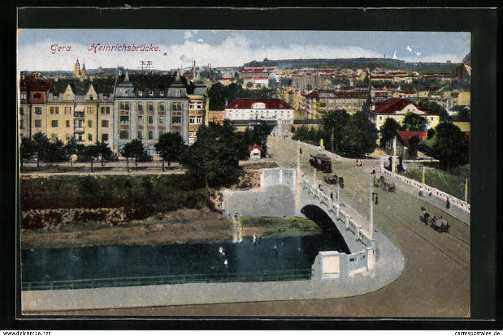 AK Gera, Ortsansicht Mit Heinrichsbrücke  - Gera