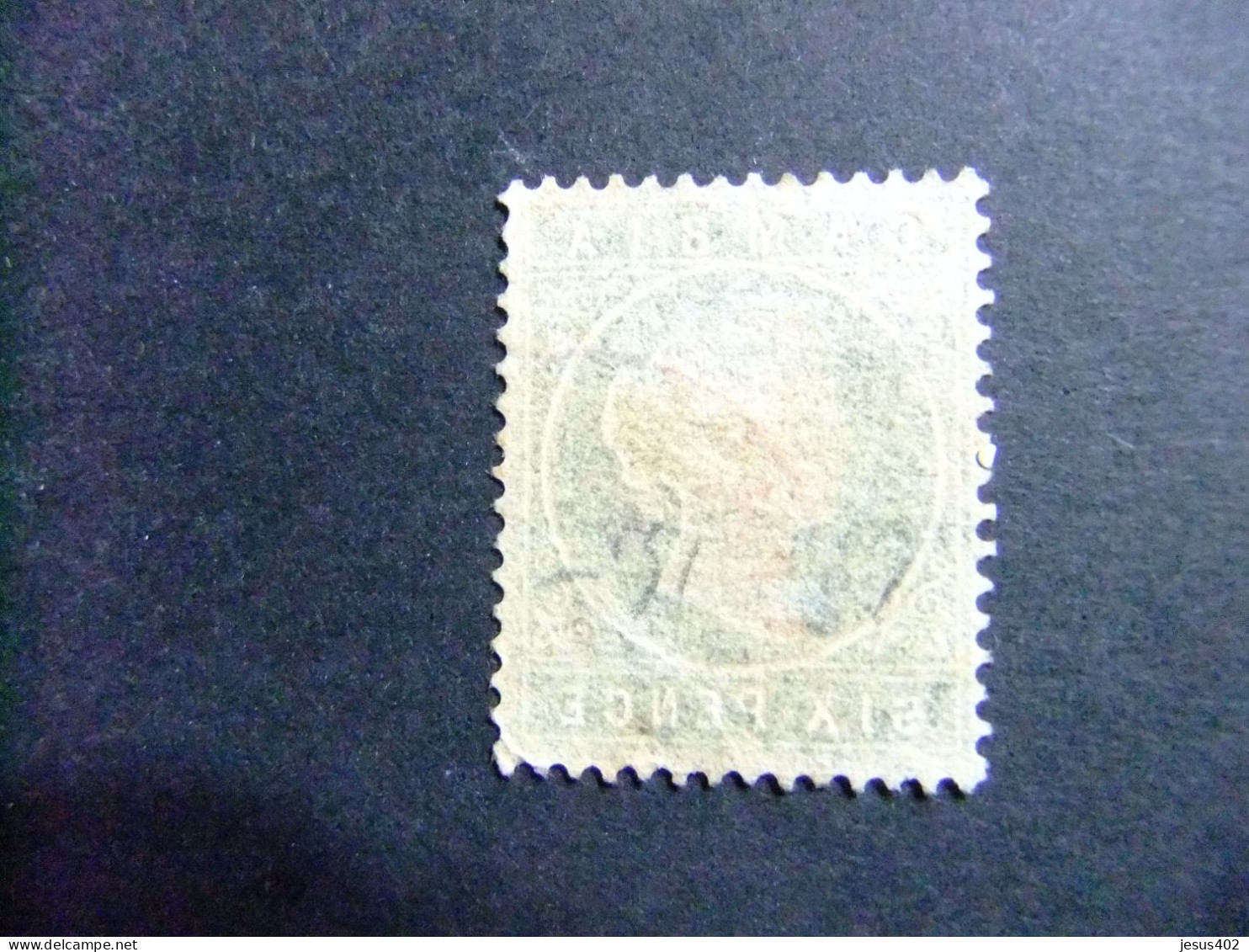 41 GAMBIA GAMBIE 1886 / REINA VICTORIA / VERDE OLIVA  / YVERT 18 A FU WMK CROWN CA Couché - Gambie (...-1964)