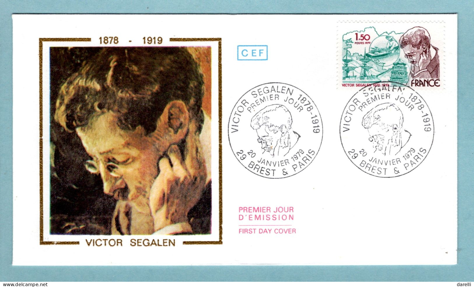 FDC France 1979 - Victor Segalen - Médecin, Romancier, Poète Et Archéologue - YT 2034 - 29 Brest Et Paris - 1970-1979