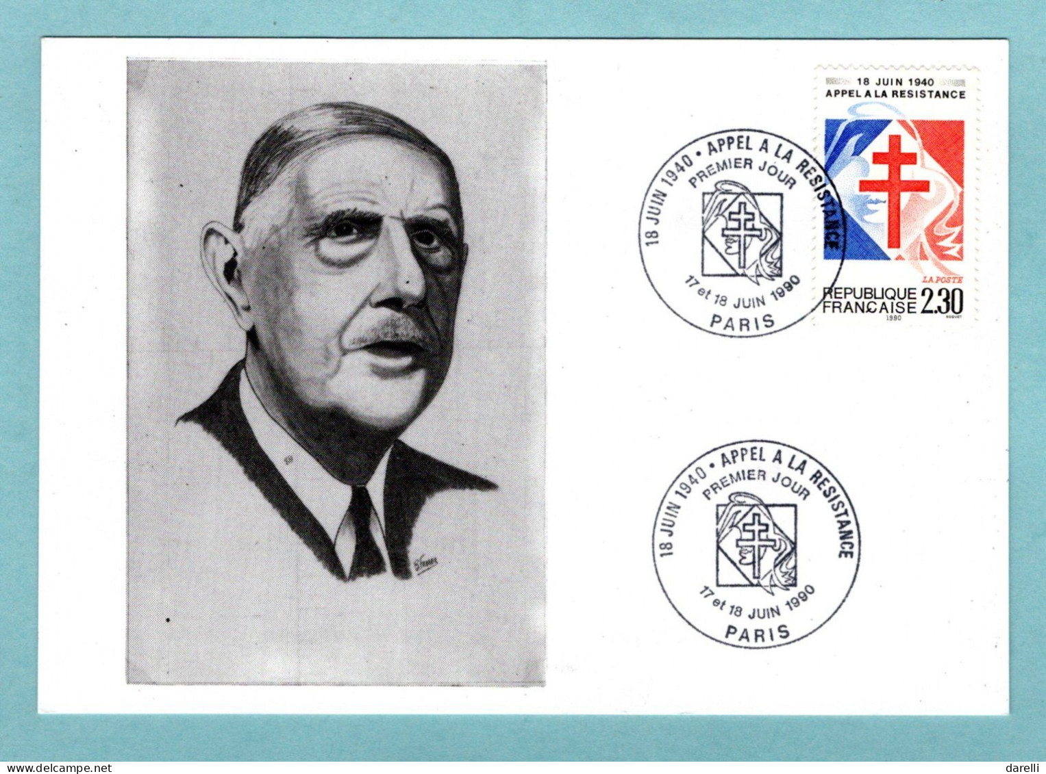 Carte Maximum 1990 - 20e Anniversaire De La Mort Du Général De Gaulle - Appel à La Résistance - YT 2656 - Paris - 1990-1999