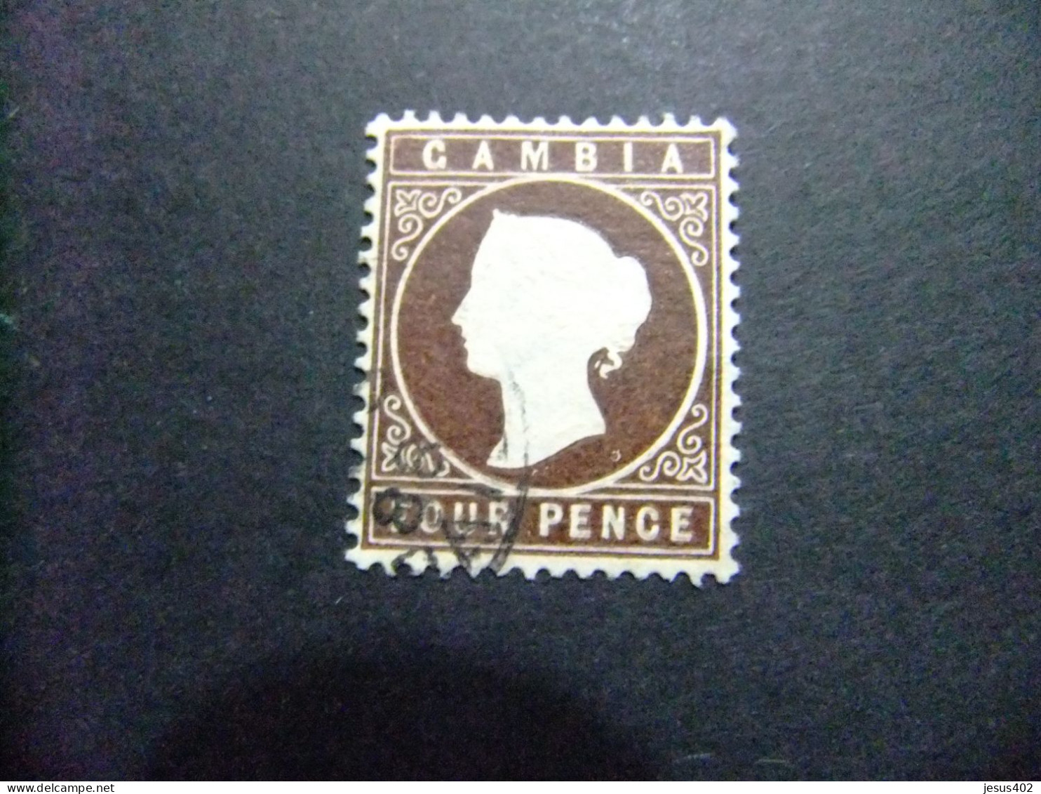 41 GAMBIA GAMBIE 1886 / REINA VICTORIA / Brun / YVERT 17 FU WMK CROWN CA Couché - Gambia (...-1964)