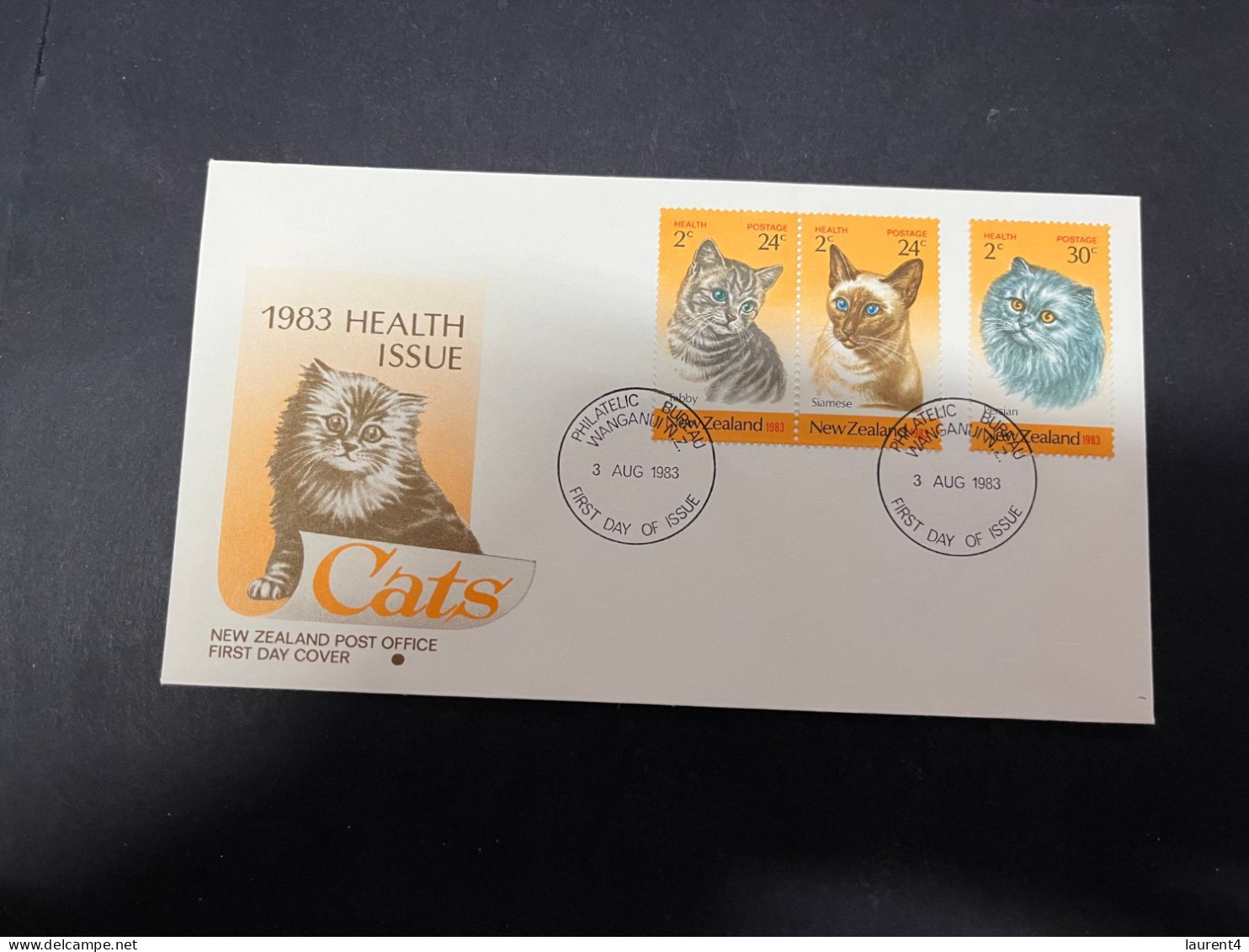 1-5-2024 (3 Z 32) FDC New Zealand - 1983 - Health (cats / Chats) - FDC