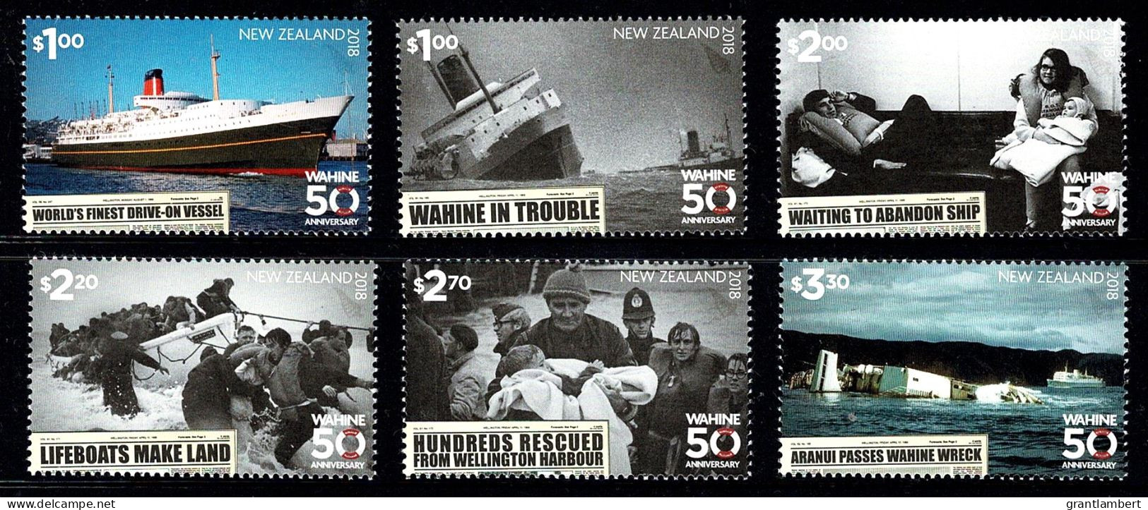 New Zealand 2018 Wahine Ferry Disaster  50 Year Anniversary  Set Of 6 MNH - Unused Stamps