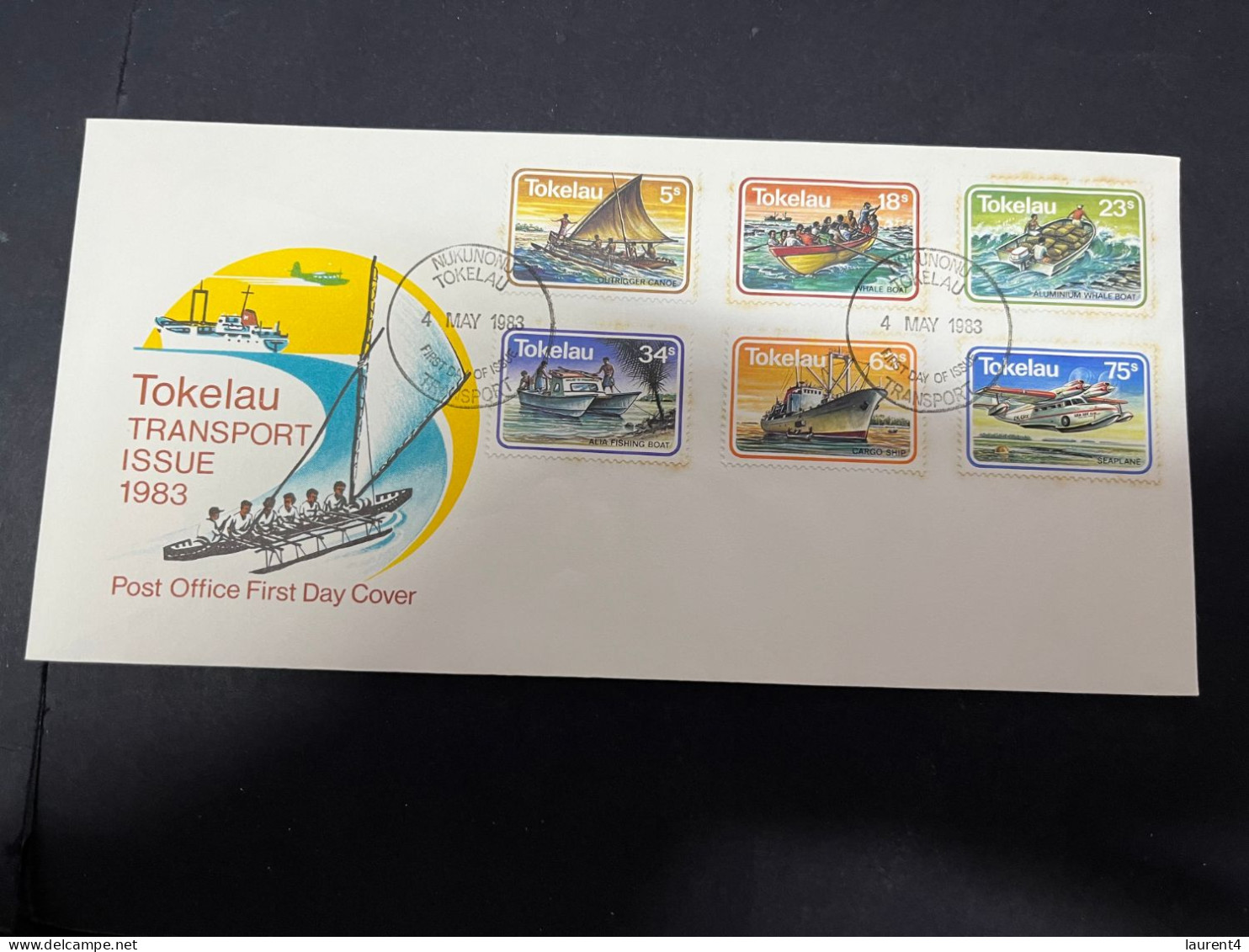 1-5-2024 (3 Z 32) FDC Tokelau - 1983 - Transport (some Light Rust) - Tokelau