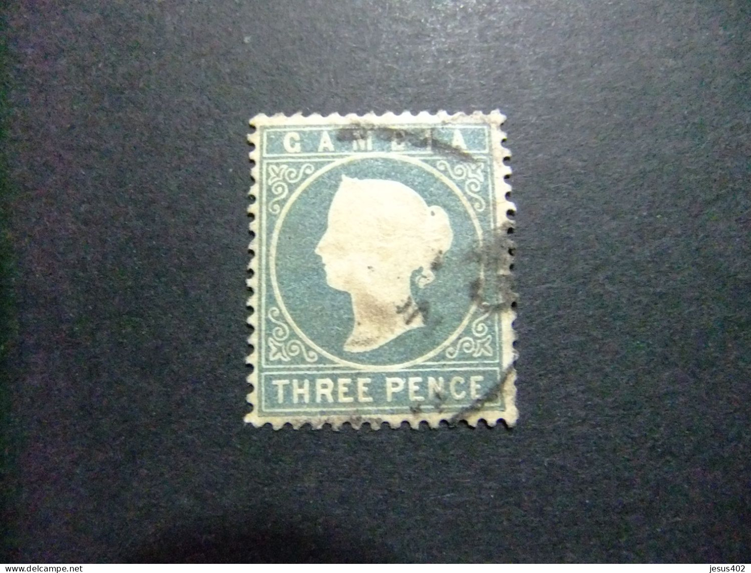 41 GAMBIA GAMBIE 1886 / REINA VICTORIA / GRIS / YVERT 16 FU WMK CROWN CA Couché - Gambie (...-1964)