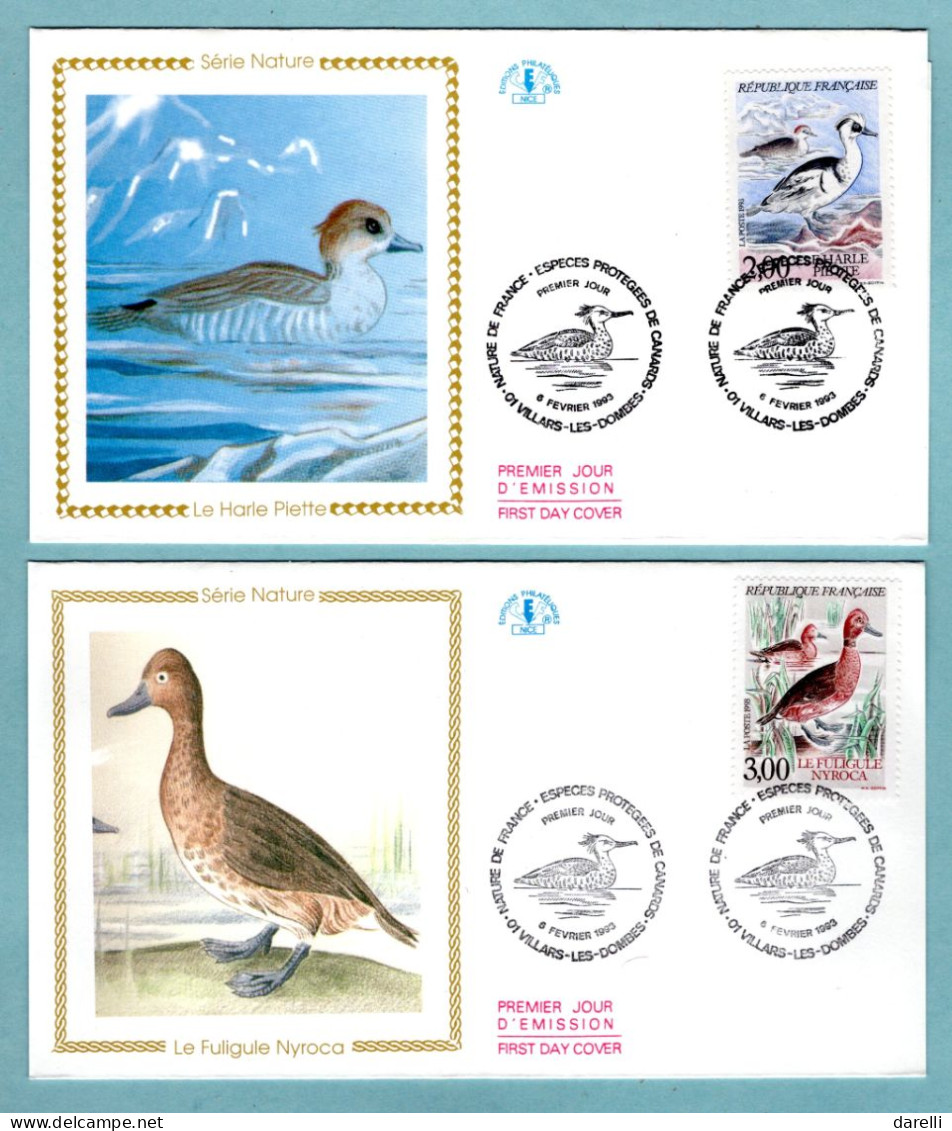 FDC France 1993 - Nature De France - Canards - YT 2785 à 2788 - Le Hale Piette, Le Fuligule Nyroca, Le Tadorne... - 1990-1999