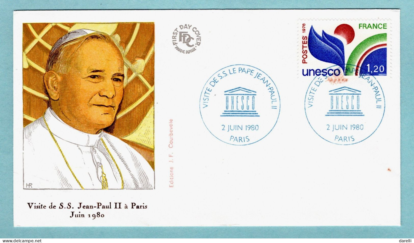 FDC France 1980 - Visite Du Pape Jean Paul II à Paris - Unesco 1978 - YT 56 - Paris - 1980-1989