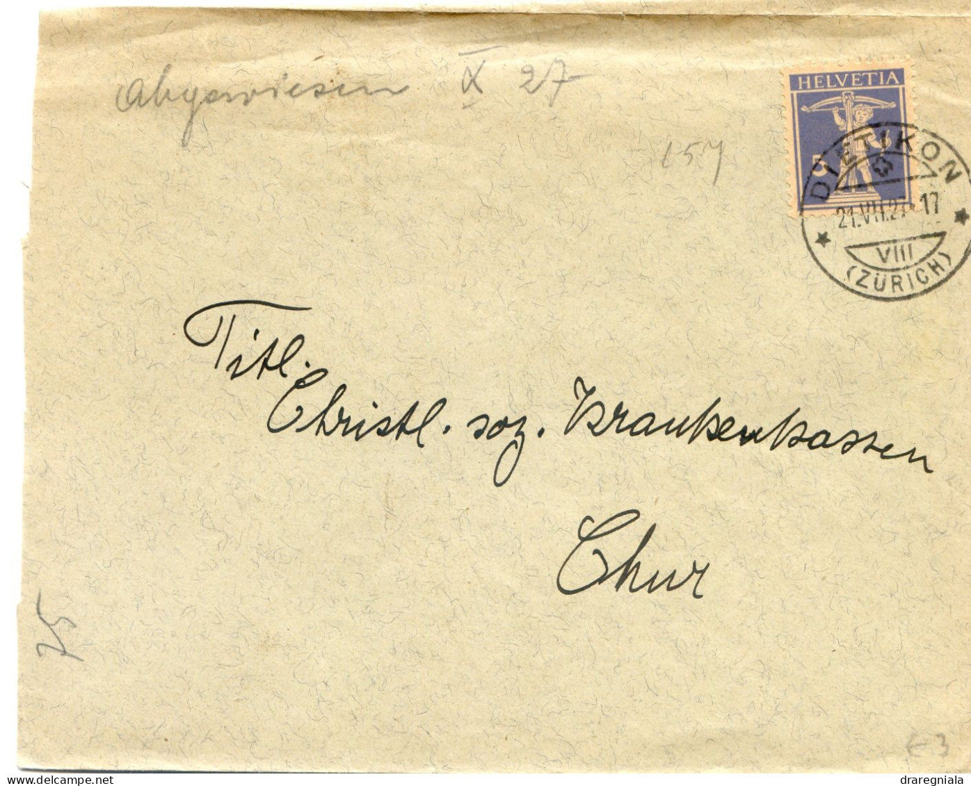 Mail Von Dietikon 1927 - Tellknabe 157 - Marcofilia