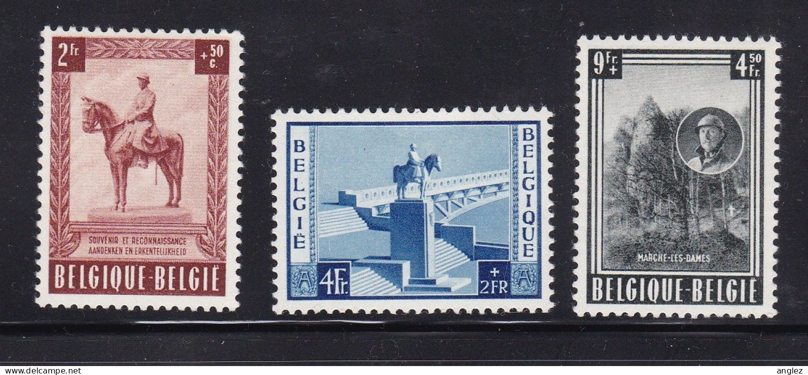Belgium - 1954 King Albert Monument Fund Charity Set 3v MH - Unused Stamps