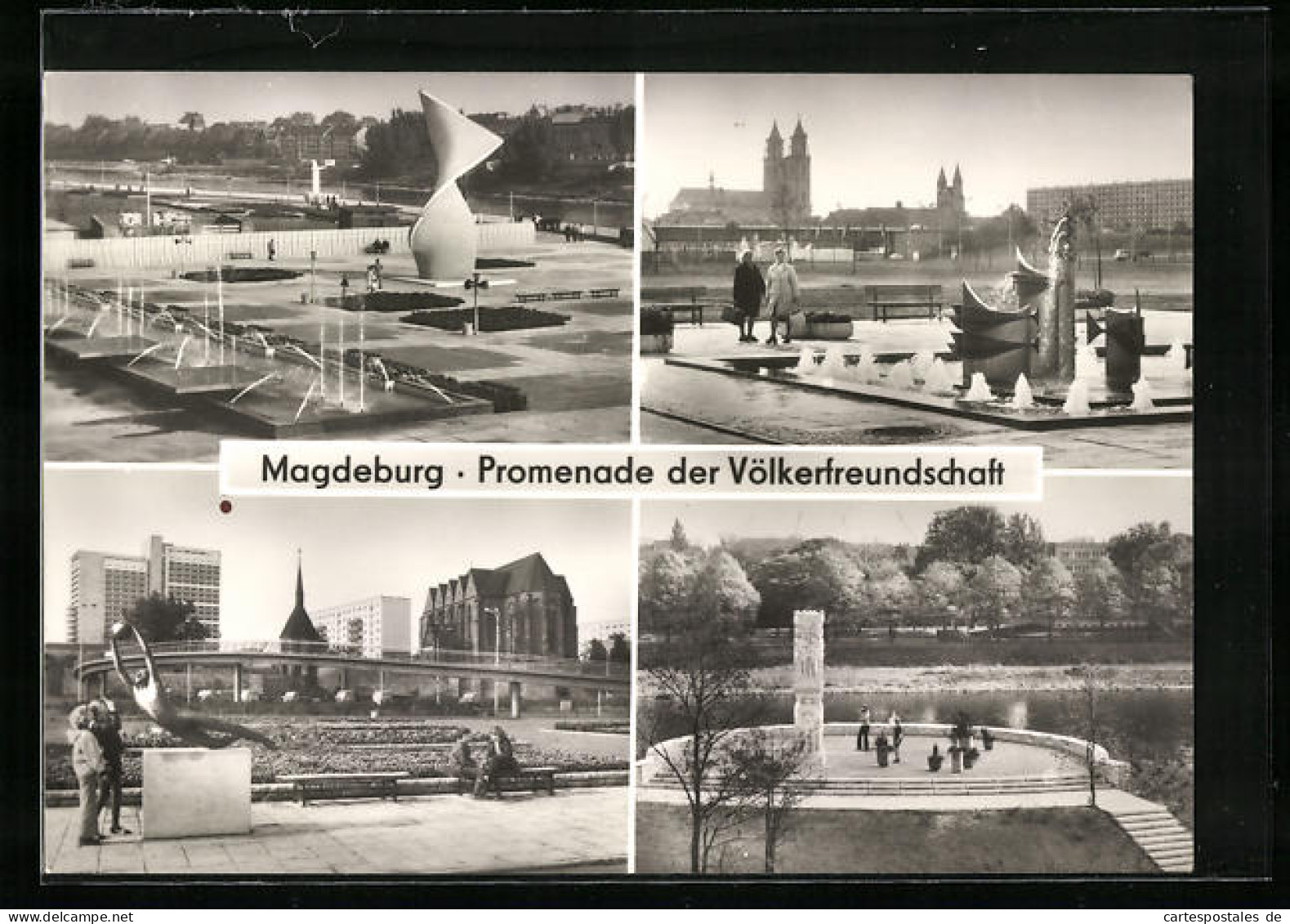 AK Magdeburg, Vier Ansichten Von Der Promenade Der Völkerfreundschaft  - Sonstige & Ohne Zuordnung