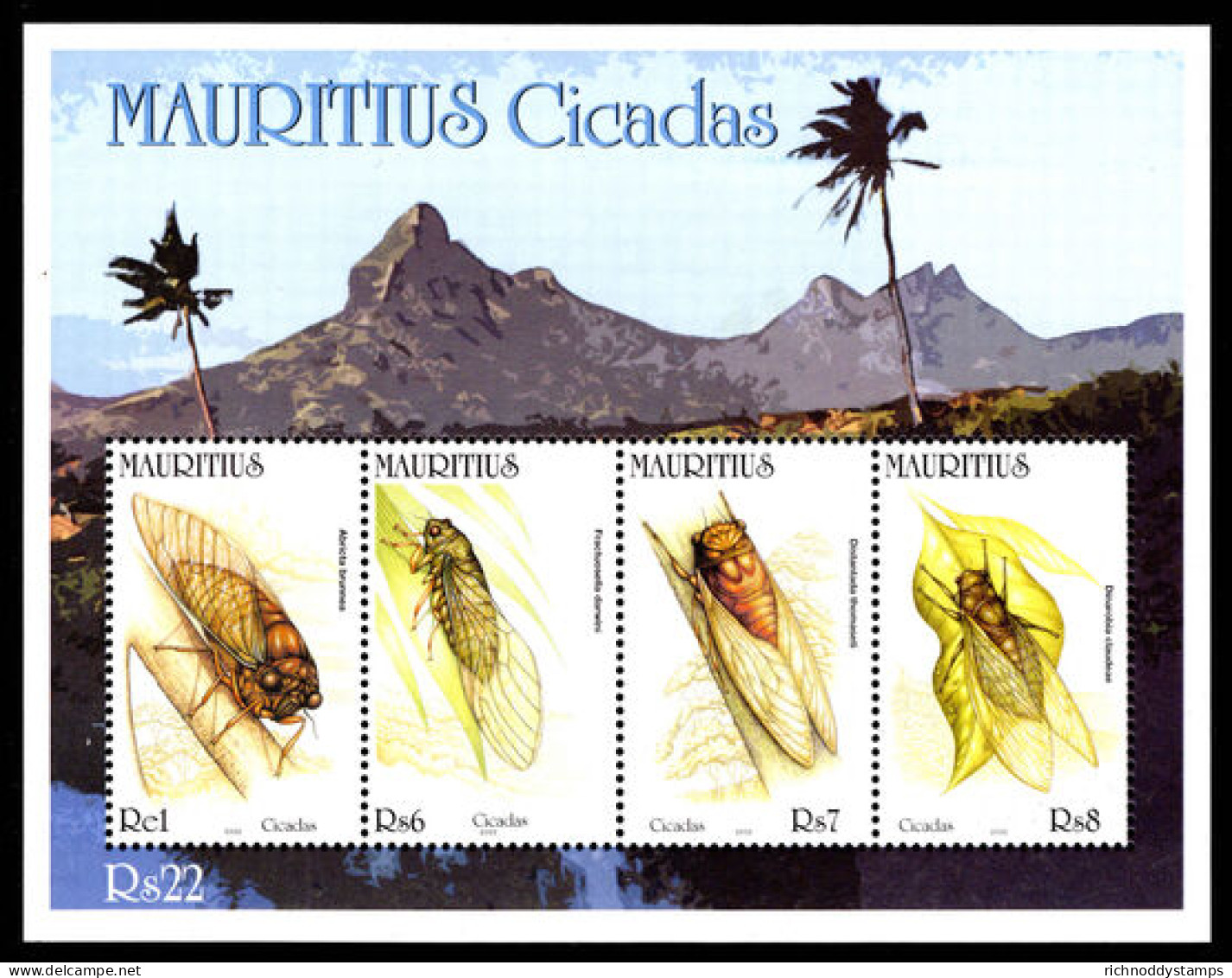 Mauritius 2002 Cicadas Souvenir Sheet Unmounted Mint. - Mauritius (1968-...)