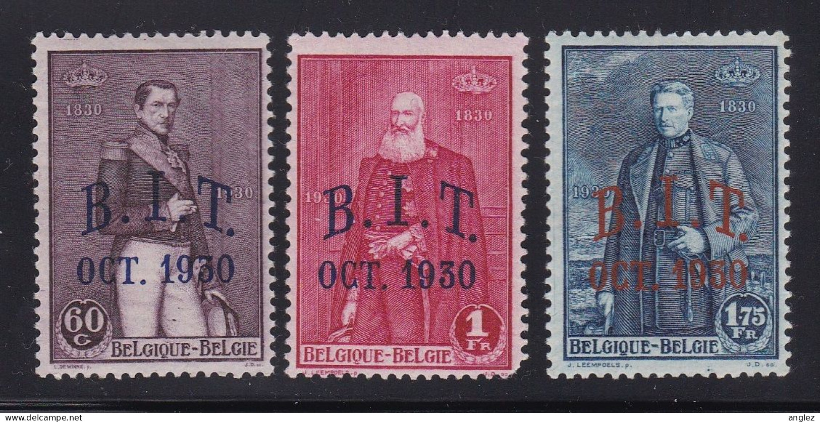 Belgium - 1930 B.I.T. Overprints 3v MH - Nuevos