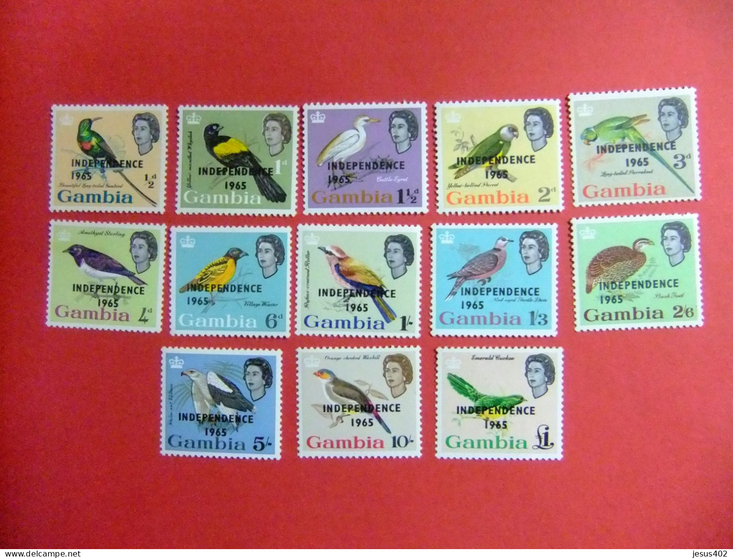 41 GAMBIA GAMBIE 1965 / INDEPENDENCIA / FAUNA PAJAROS / YVERT 186 / 198 MNH - Zangvogels