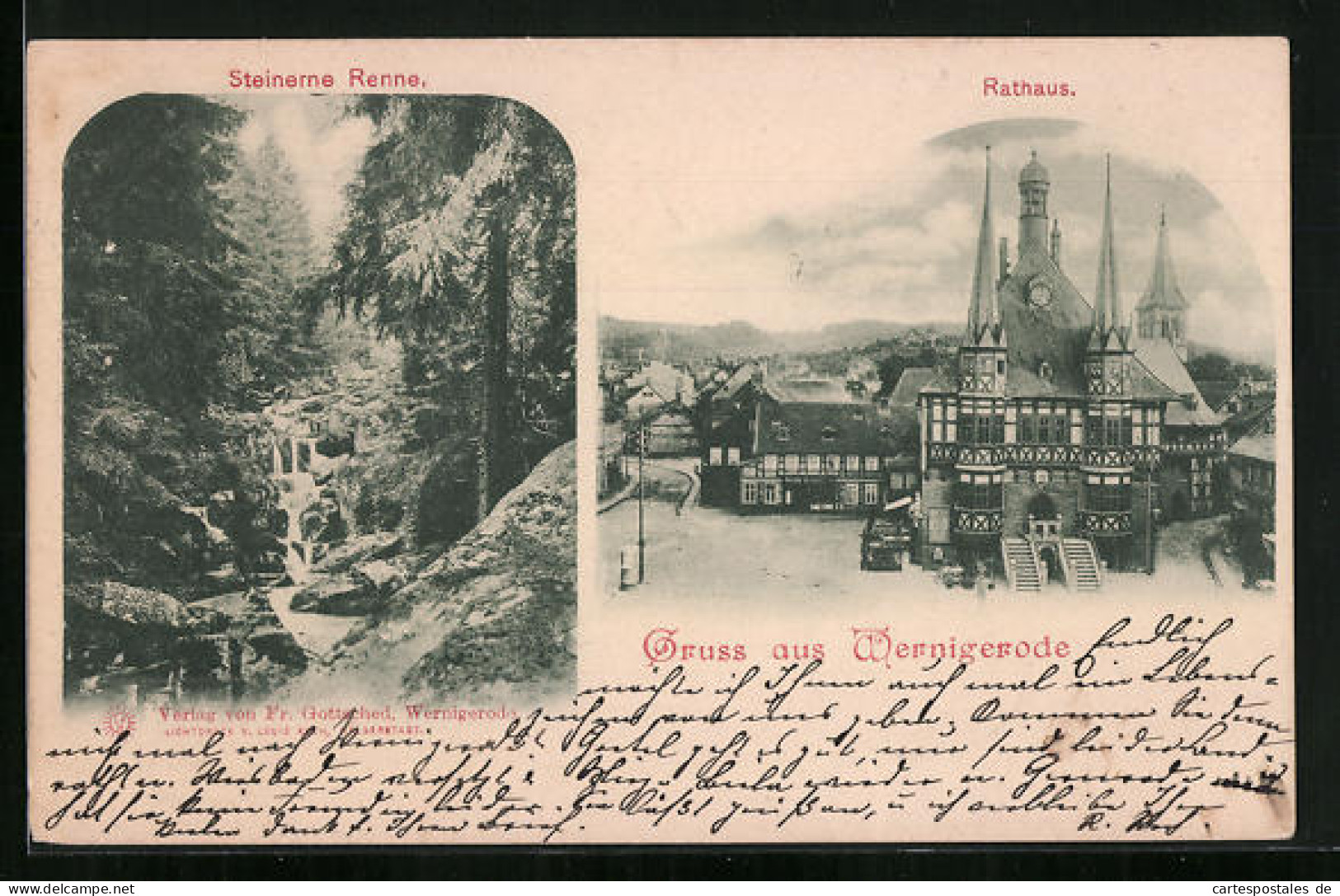 AK Wernigerode / Harz, Steinerne Renne, Rathaus  - Wernigerode