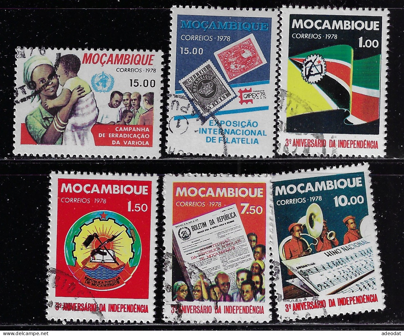 MOZAMBIQUE  1978   SCOTT#591,598-602   USED  CV  $1.45 - Mosambik